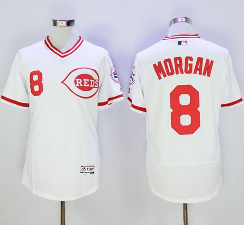 Reds #8 Joe Morgan White Flexbase Authentic Collection Cooperstown Stitched MLB Jersey